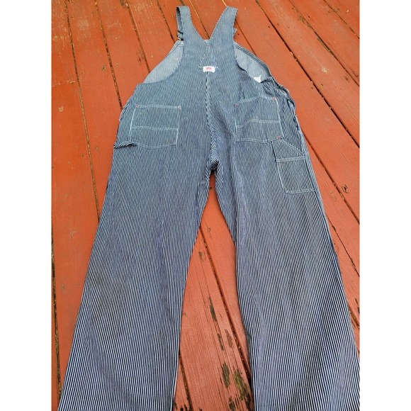 Round House Overall Bibs Hickory Striped Engineer Railroad USA Made 46x30 - Picture 11 of 12